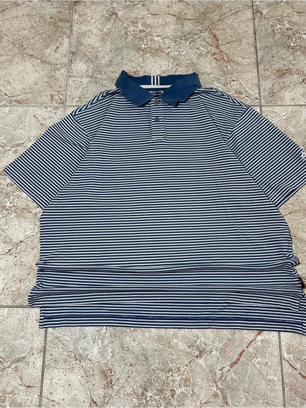 Vintage adidas Blue and White ClimaLite Polo Shirt